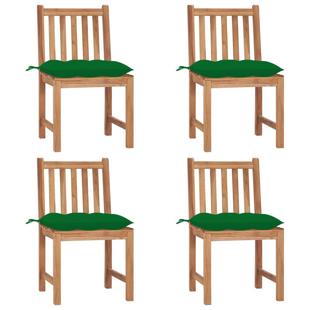 Cadeiras de jardim c/ almofadões 4 pcs madeira de teca maciça