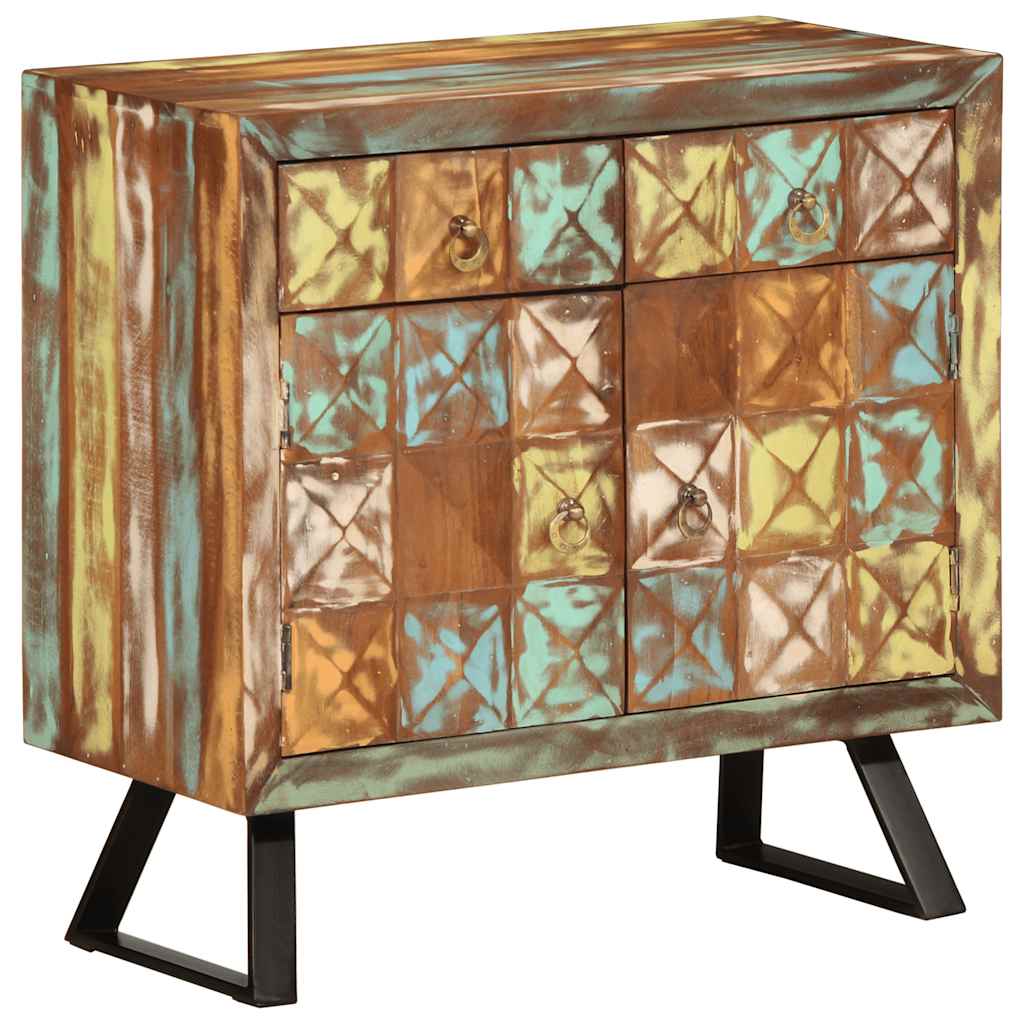 Armário gavetas 70x35x70 cm madeira recuperada maciça multicor