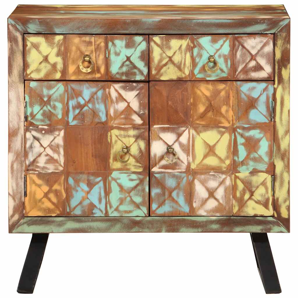 Armário gavetas 70x35x70 cm madeira recuperada maciça multicor
