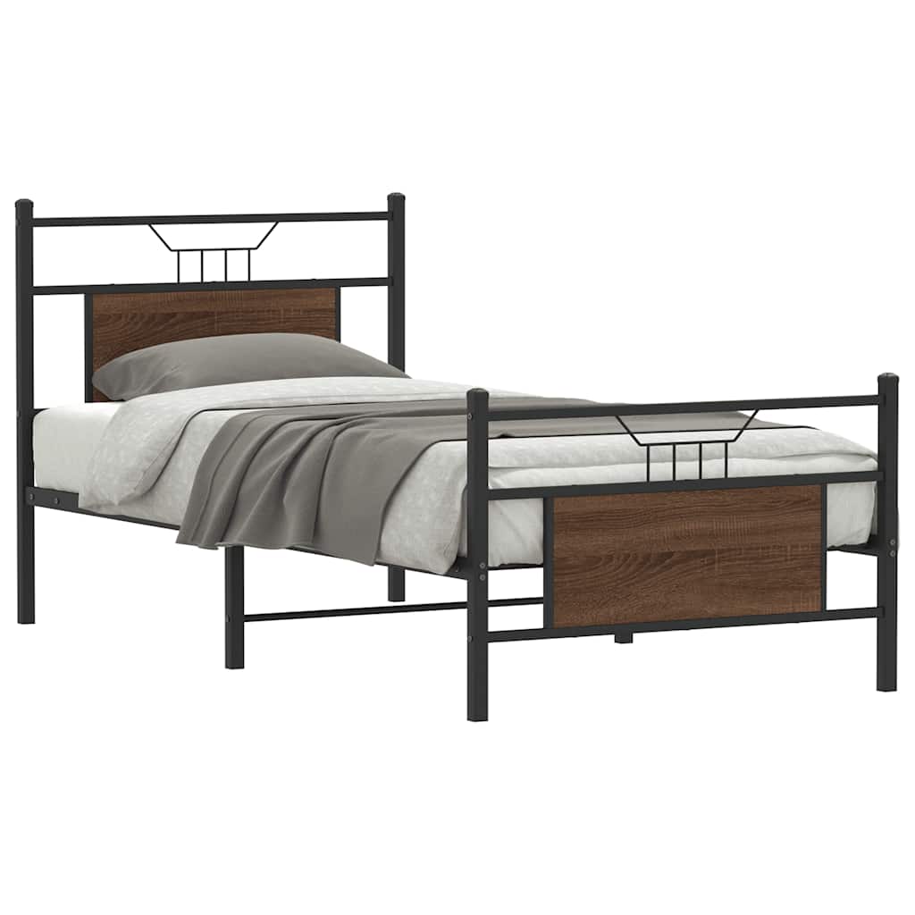 Estrutura cama s/ colchão derivados madeira carvalho castanho