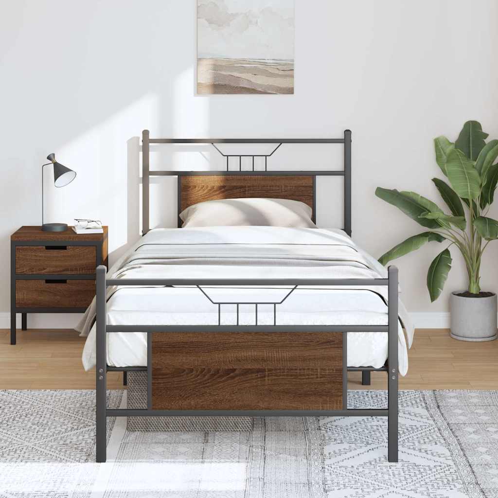 Estrutura cama s/ colchão derivados madeira carvalho castanho