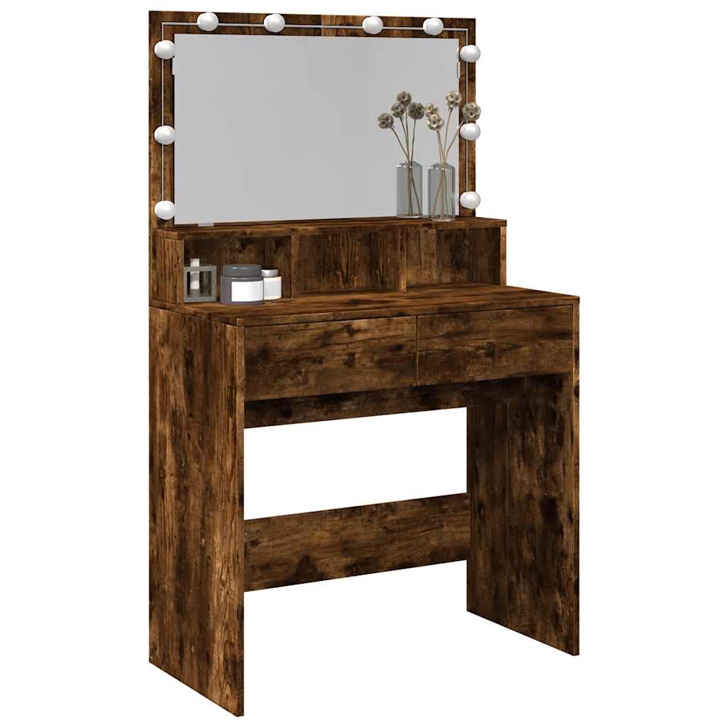 Toucador com LED 80x41x134,5 cm cor carvalho fumado
