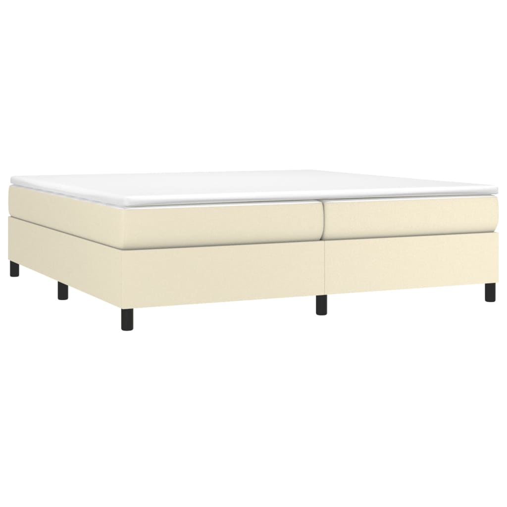 Cama com molas/colchão 200x200 cm couro artificial cor creme