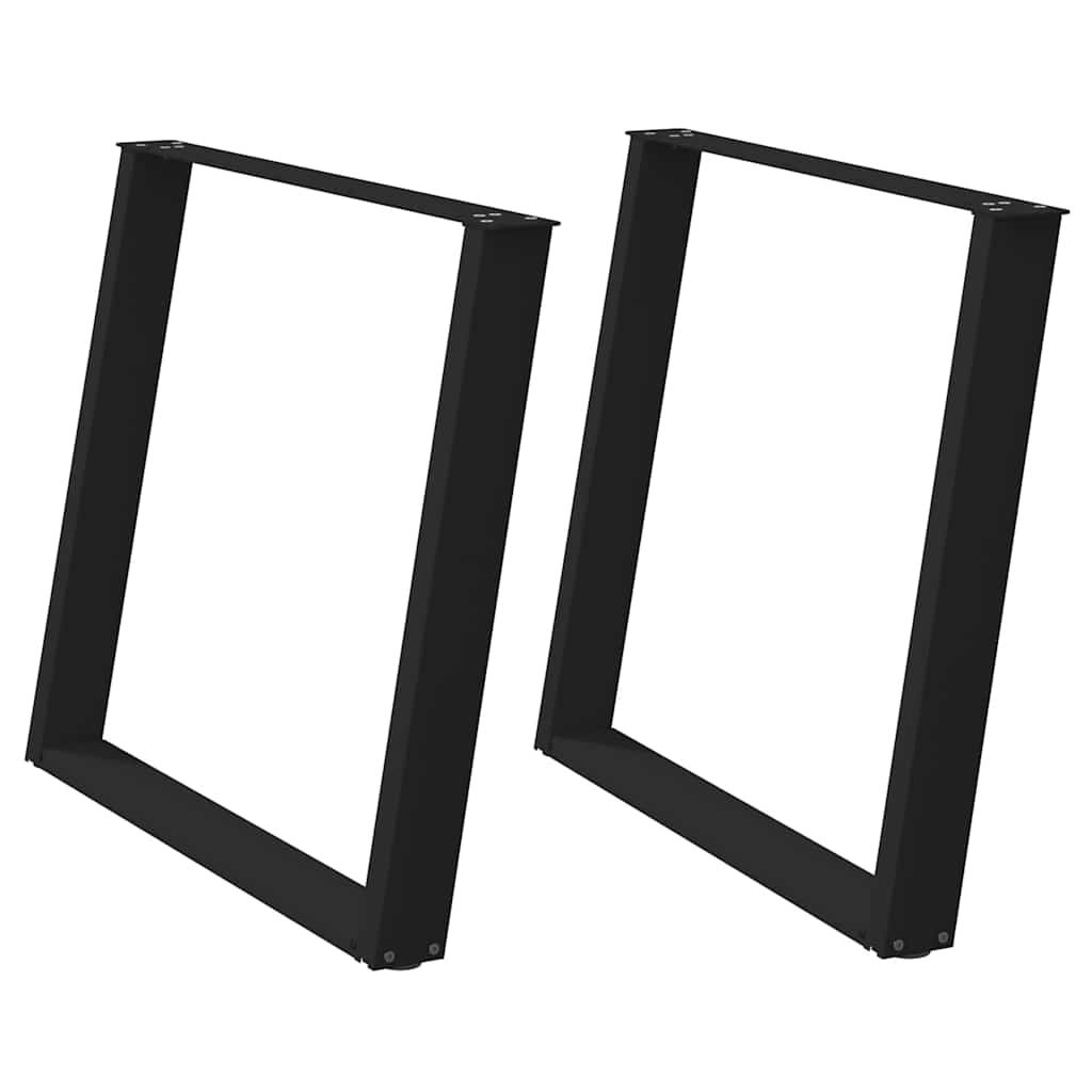 Pés para mesa de jantar em formato de u, 2 peças, preto, 100x(72-73) cm, aço