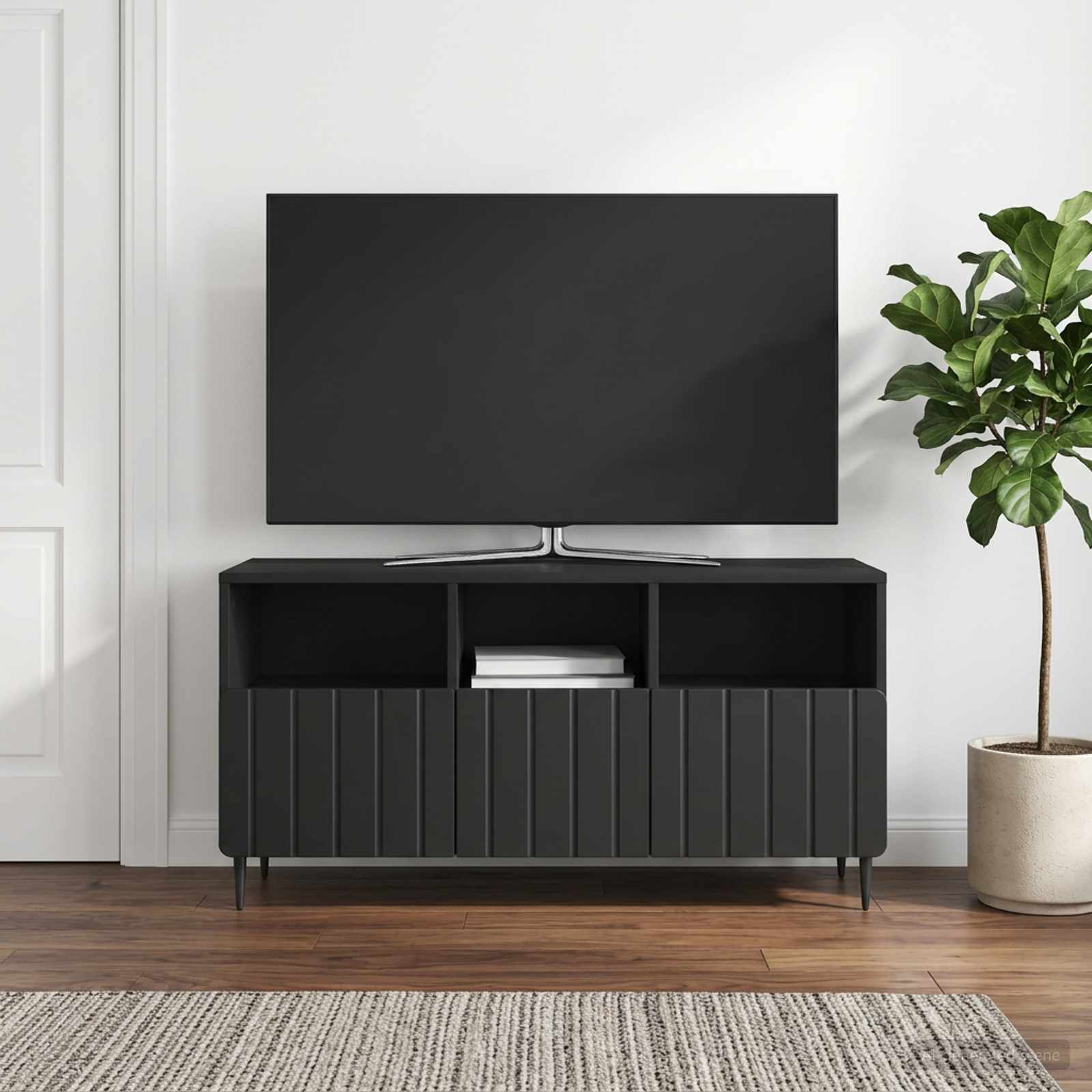 Gabinete para TV preto 102 x 34,5 x 50 cm derivados de madeira
