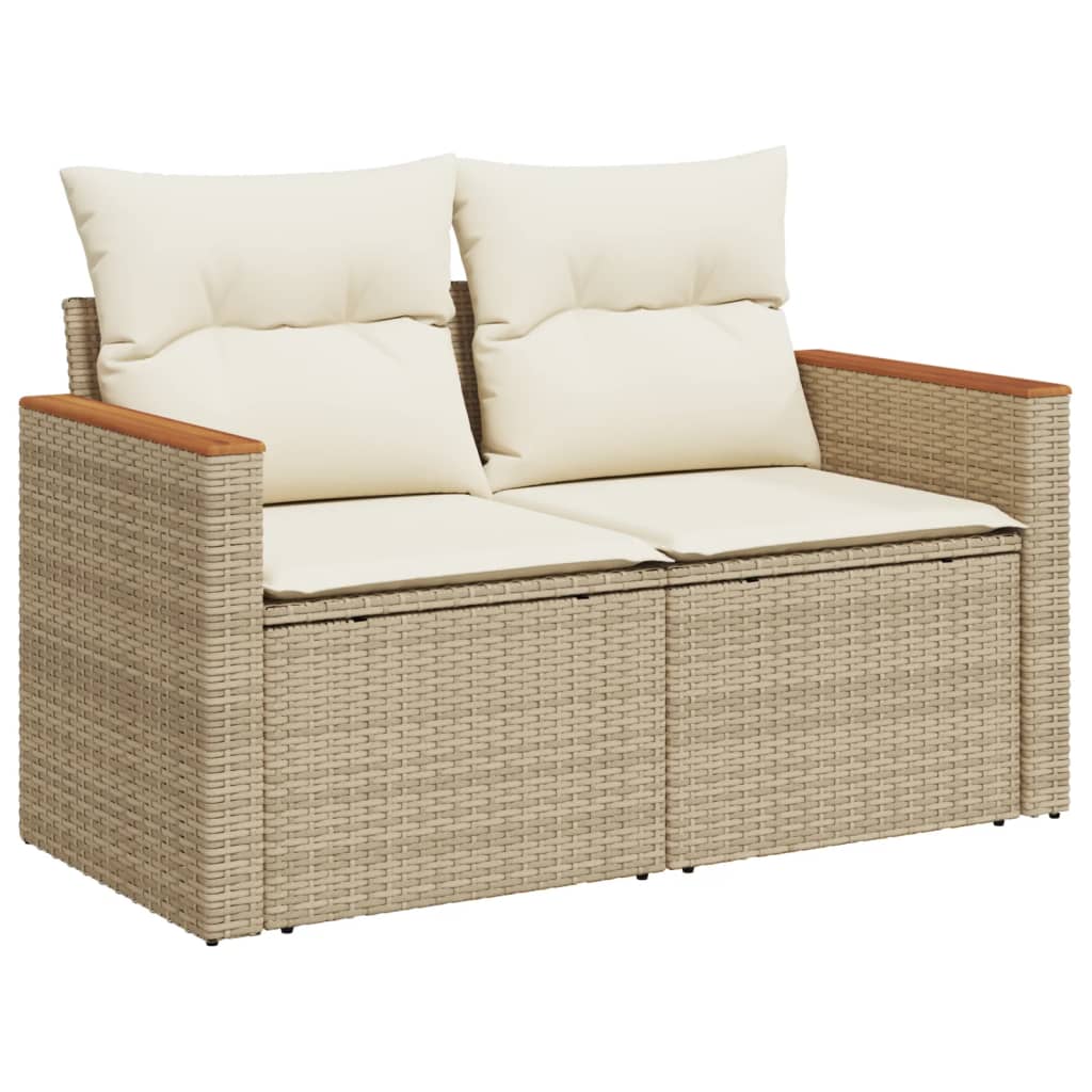 12 Pcs conjunto de sofás p/ jardim com almofadões vime PE bege