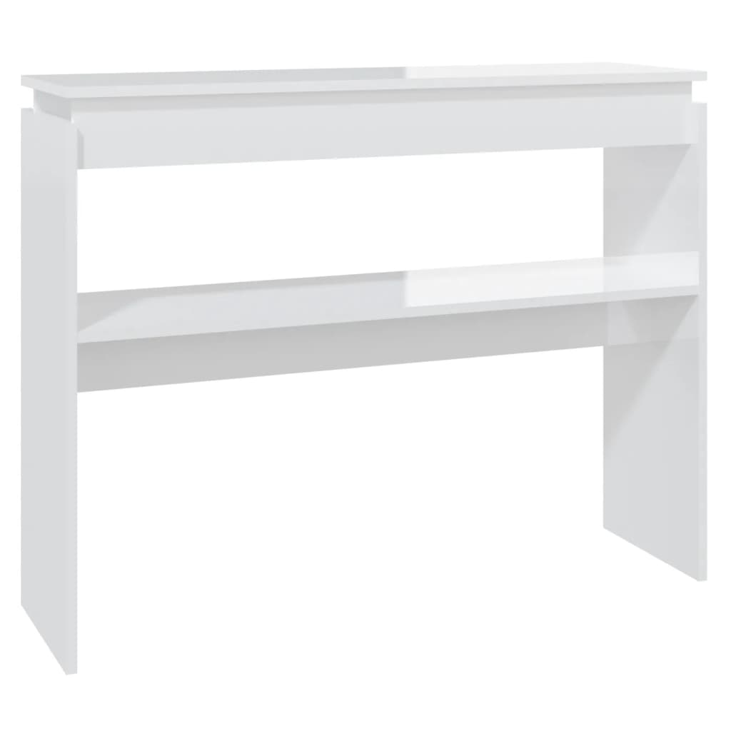 Mesa consola 102x30x80 cm derivados madeira branco brilhante