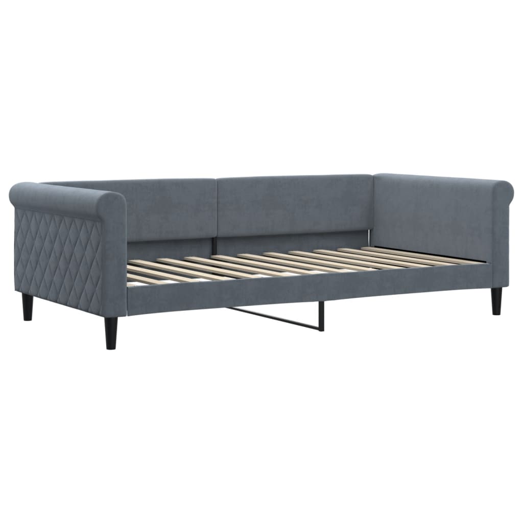 Sofá-cama c/ gavetão/colchões 100x200 cm veludo cinzento-escuro