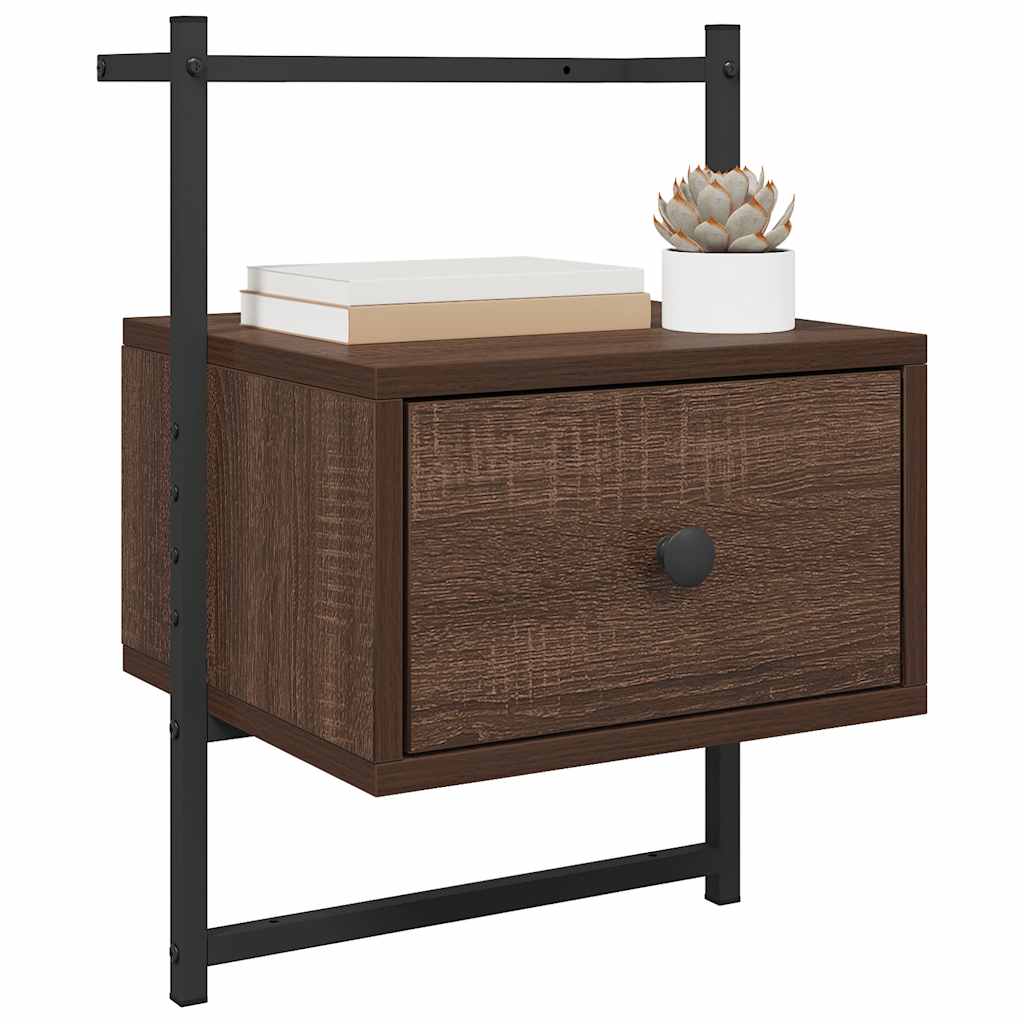 Mesa cabeceira parede 35x30x51 deriv. madeira carvalho castanho