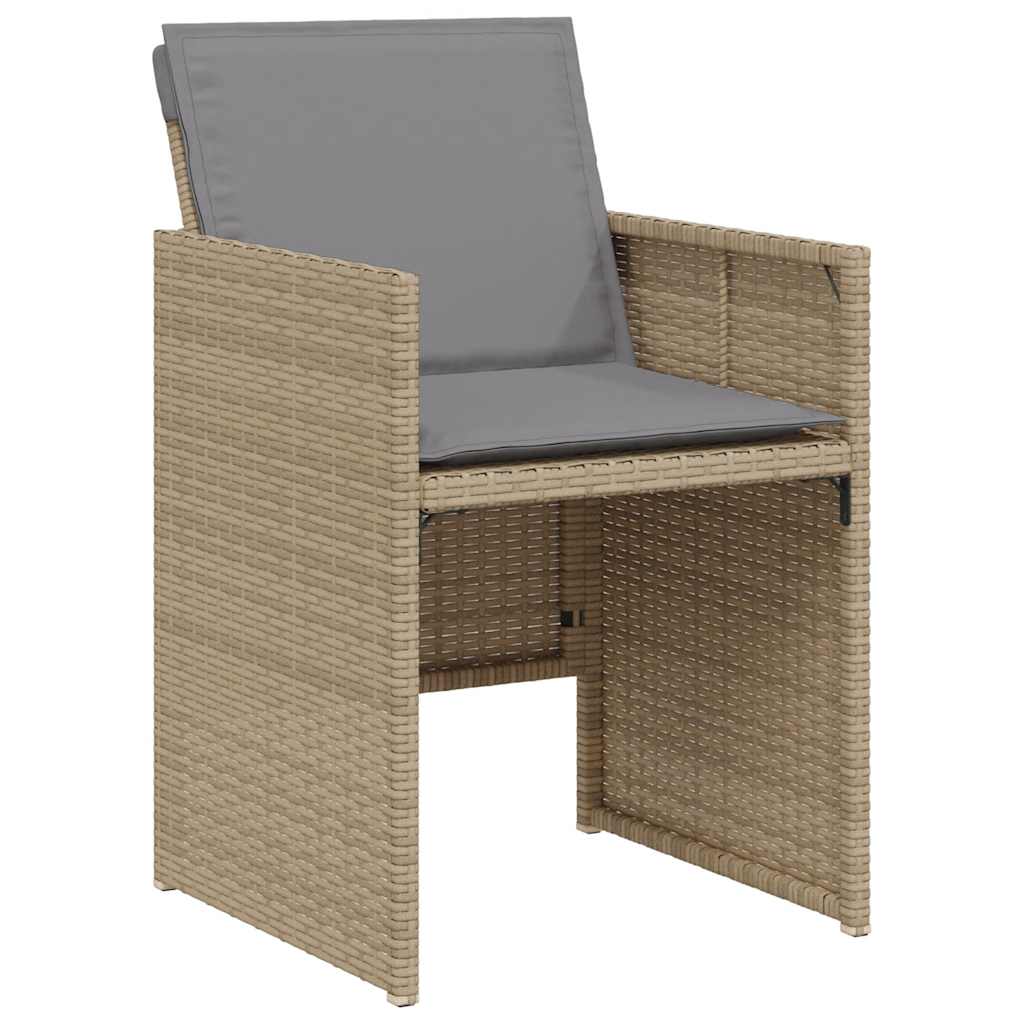 3 Pcs conjunto bistrô com almofadões vime PE bege misturado