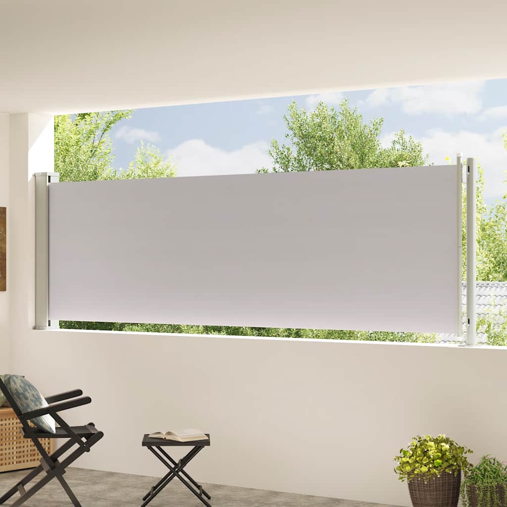 Toldo lateral retrátil para pátio 117x600 cm cinzento