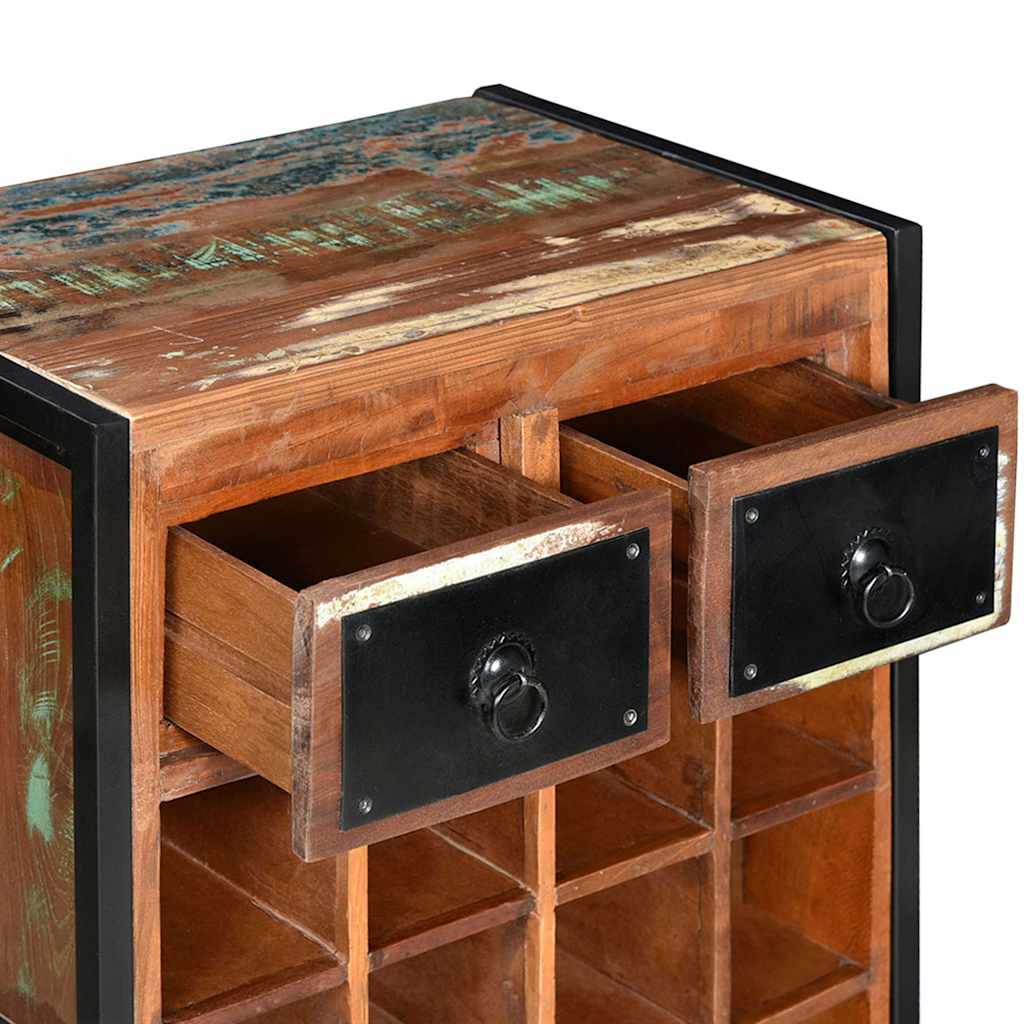 Garrafeira para 16 garrafas madeira reciclada maciça