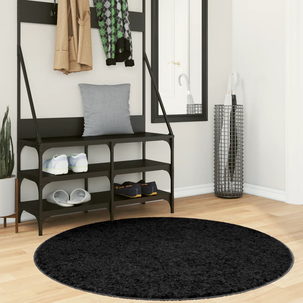 Tapete de pelo curto oviedo ø 120 cm preto