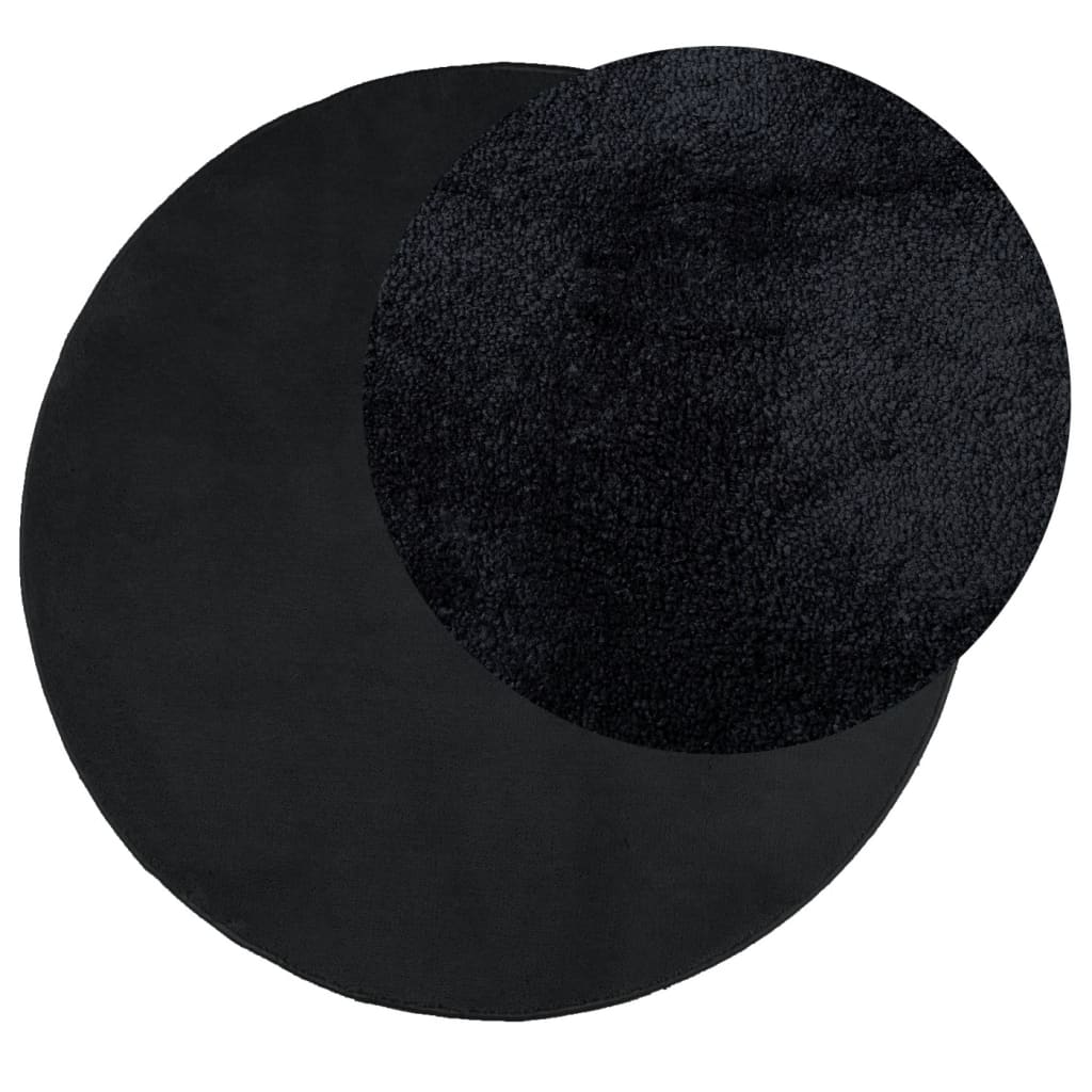 Tapete de pelo curto oviedo ø 120 cm preto