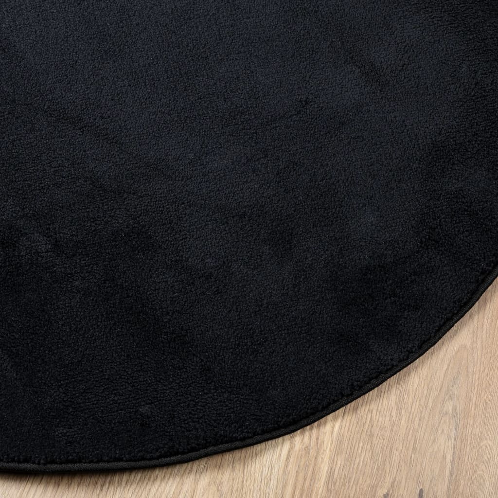 Tapete de pelo curto oviedo ø 120 cm preto