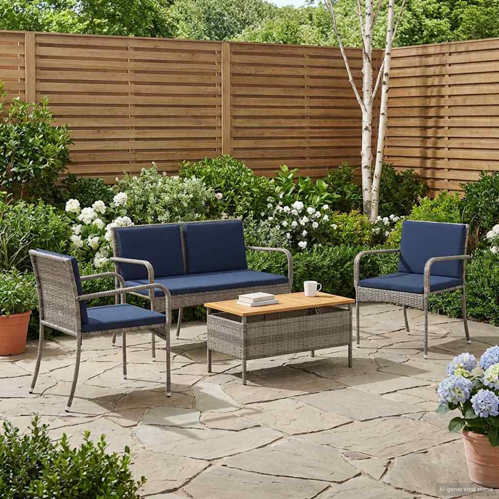 Conjunto para jardim cinzento vime PE