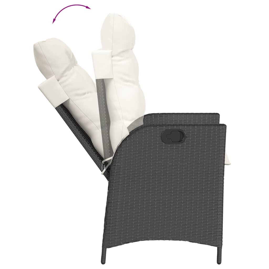 7 Pcs conjunto de jantar p/ jardim c/ almofadões vime PE preto