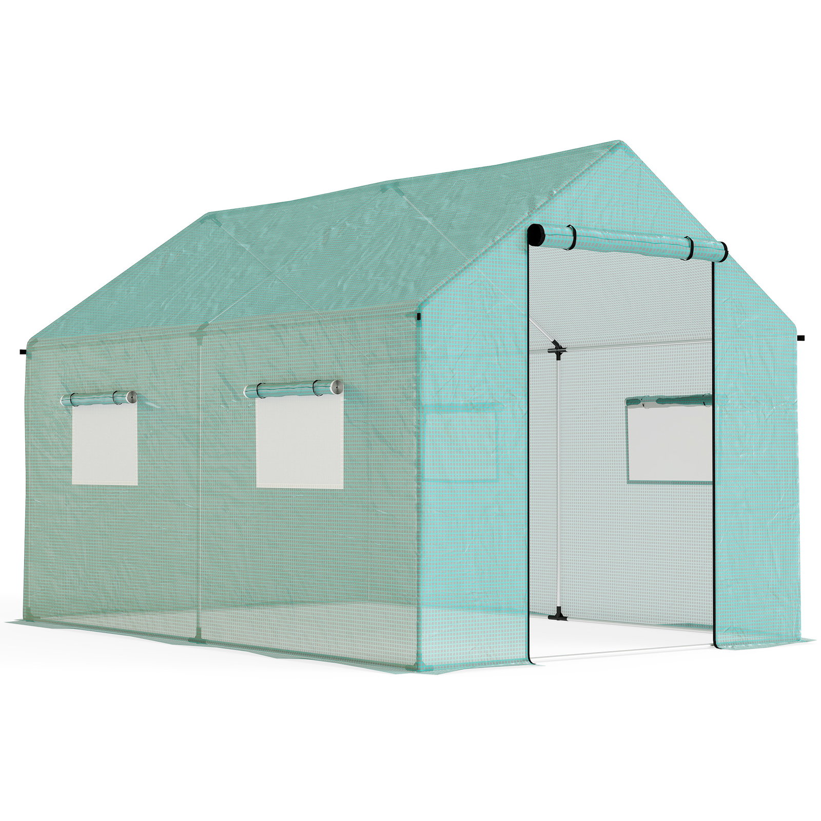 Estufa tipo túnel 2x3x2 m estufa de exterior com 4 janelas de malha e porta com fecho de correr estufa para cultivos anti UV verde