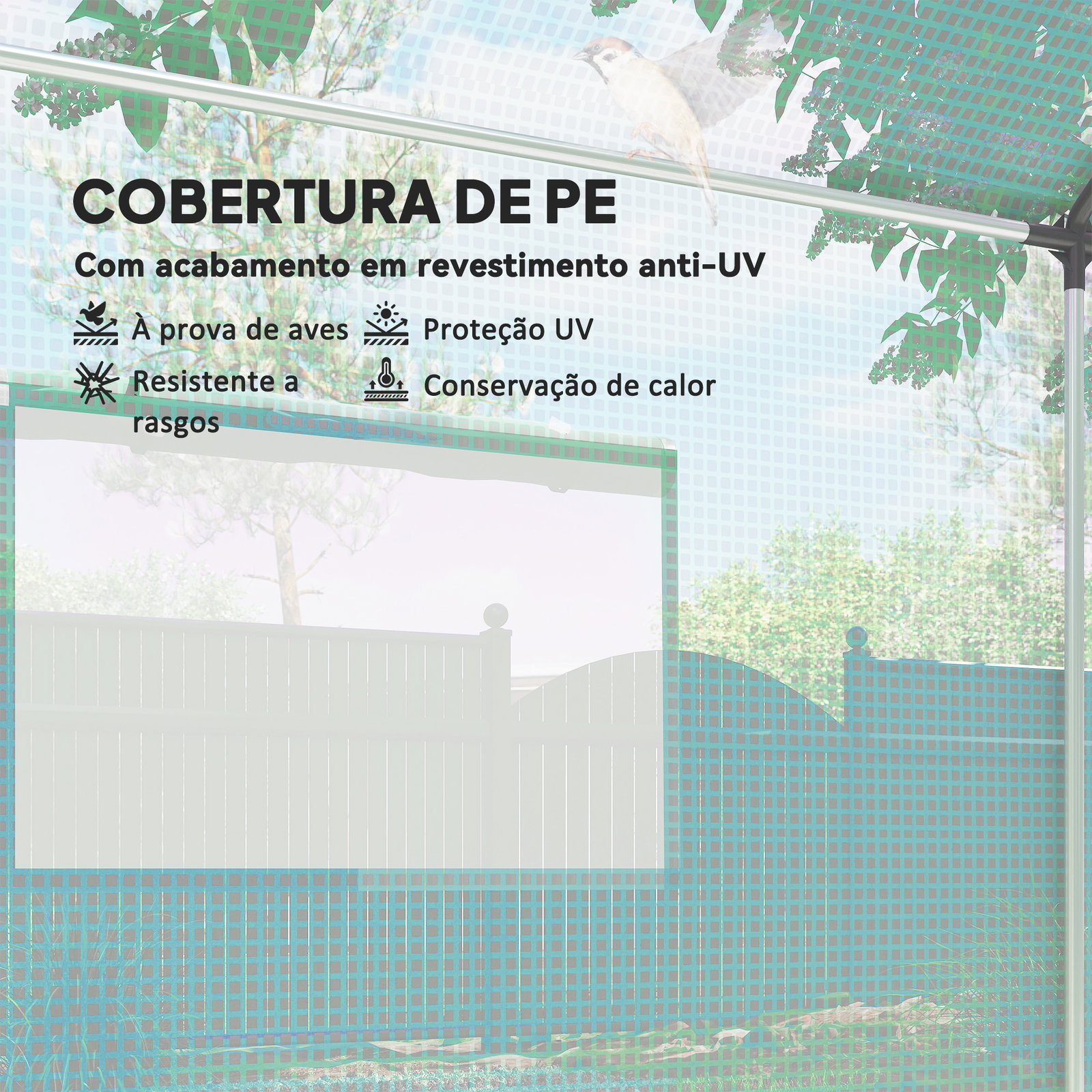 Estufa tipo túnel 2x3x2 m estufa de exterior com 4 janelas de malha e porta com fecho de correr estufa para cultivos anti UV verde