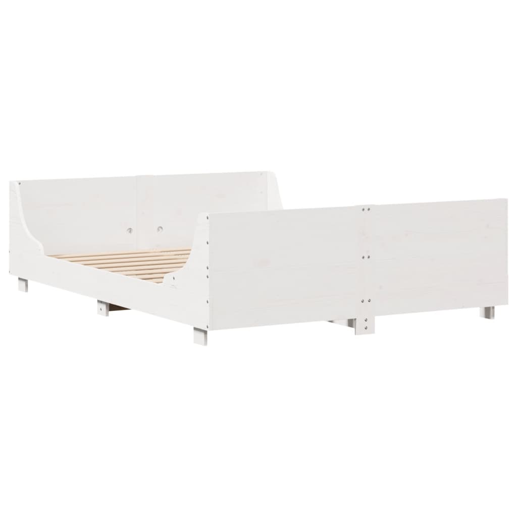 Cama sem colchão 120x200 cm madeira de pinho maciça branco
