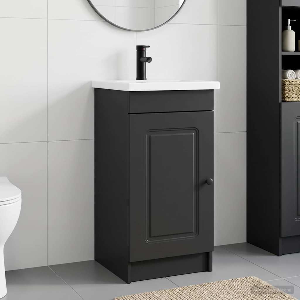 Gabinete de banheiro com pia preto 42 x 40 x 84,5 cm