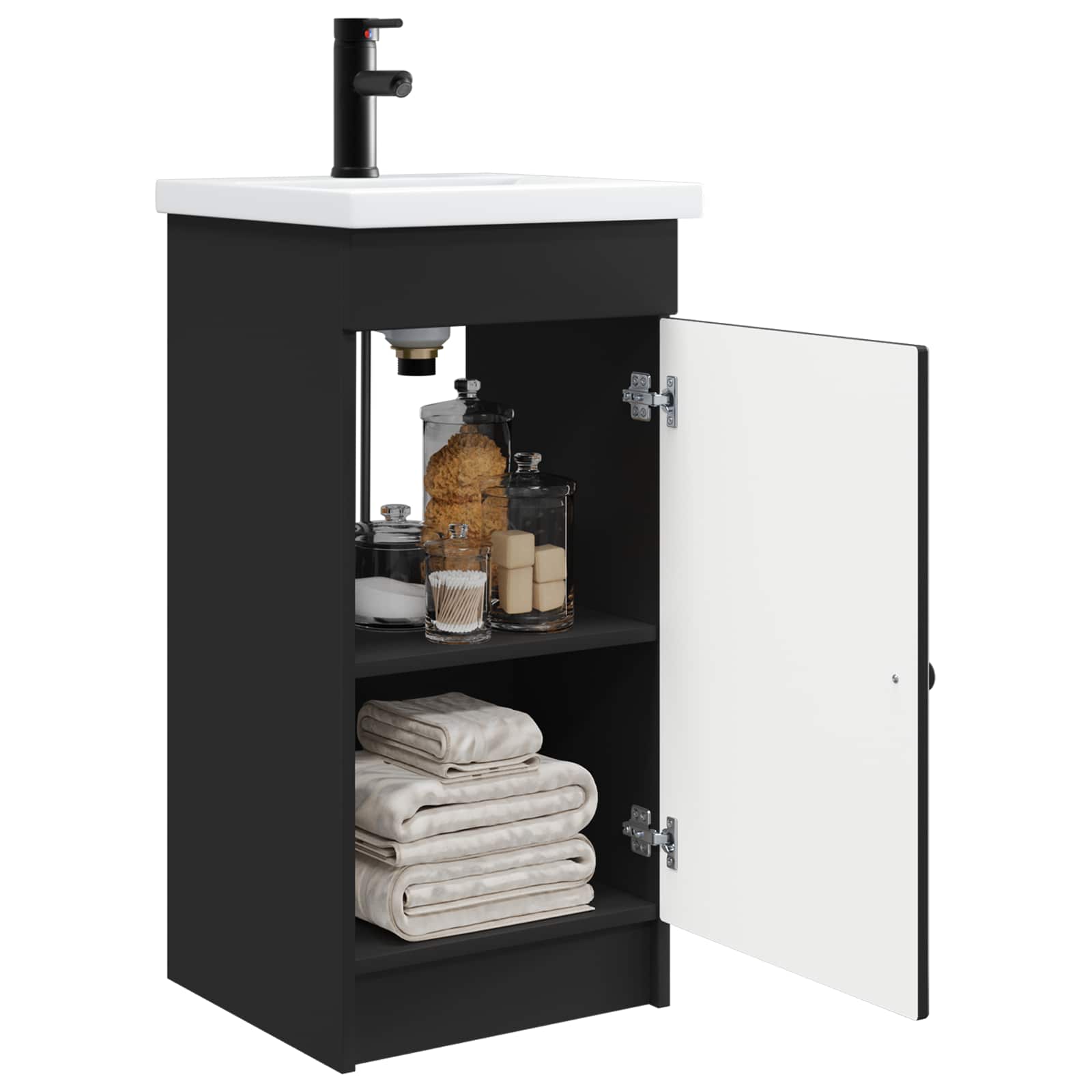 Gabinete de banheiro com pia preto 42 x 40 x 84,5 cm