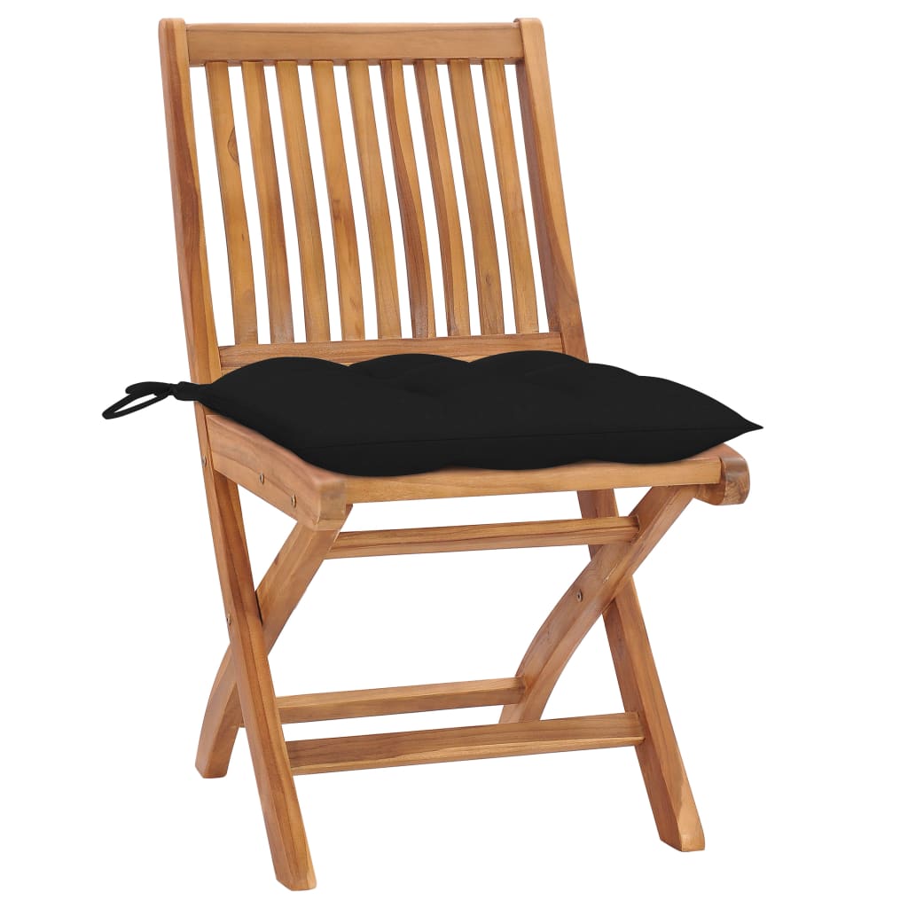 Cadeiras de jardim dobráveis c/ almofadões 6 pcs teca maciça