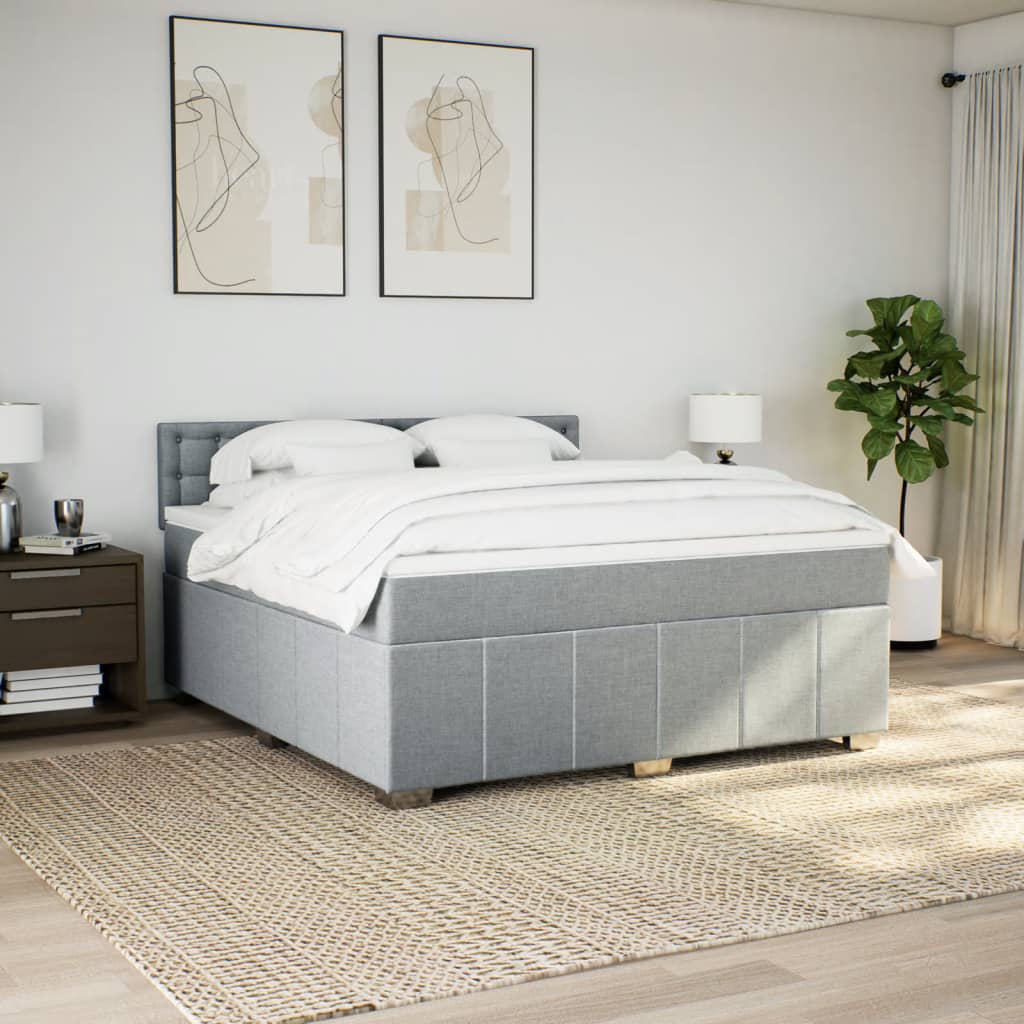 Cama com molas/colchão 180x200 cm tecido cinzento-claro