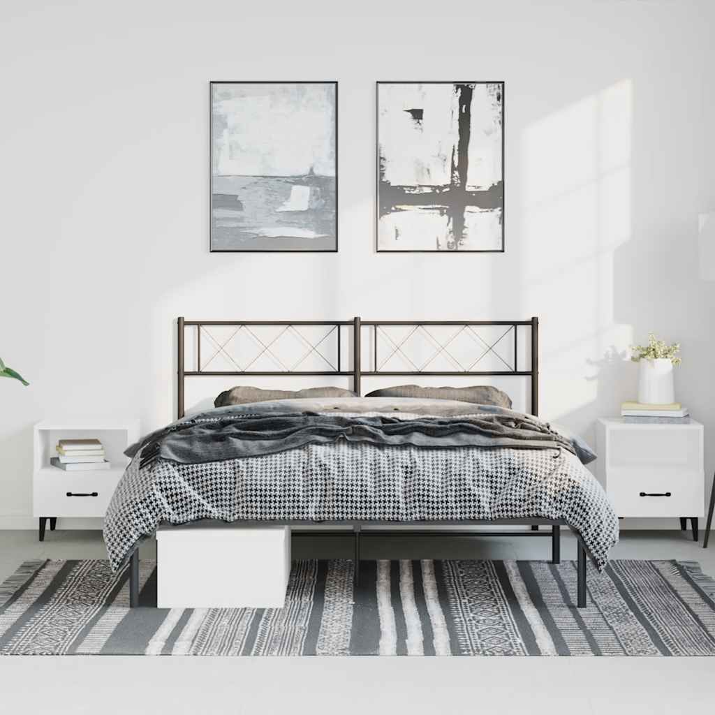 Estrutura de cama com cabeceira 135x190 cm metal preto