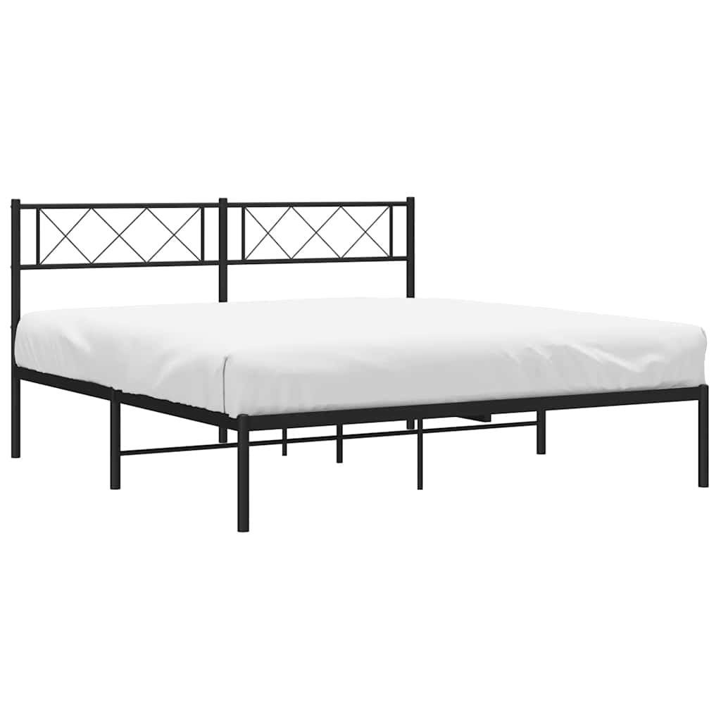 Estrutura de cama com cabeceira 135x190 cm metal preto