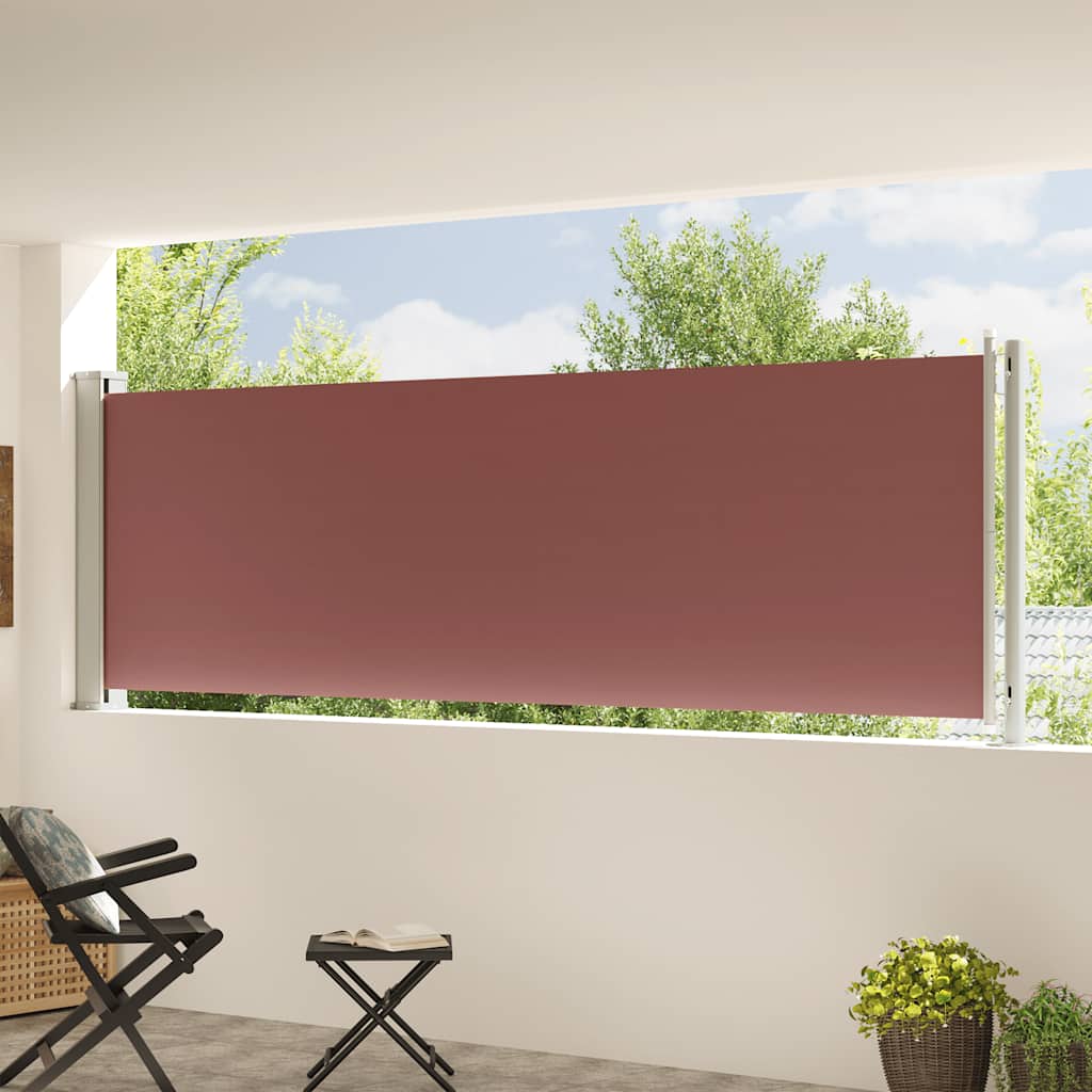Toldo lateral retrátil para pátio 117x600 cm castanho