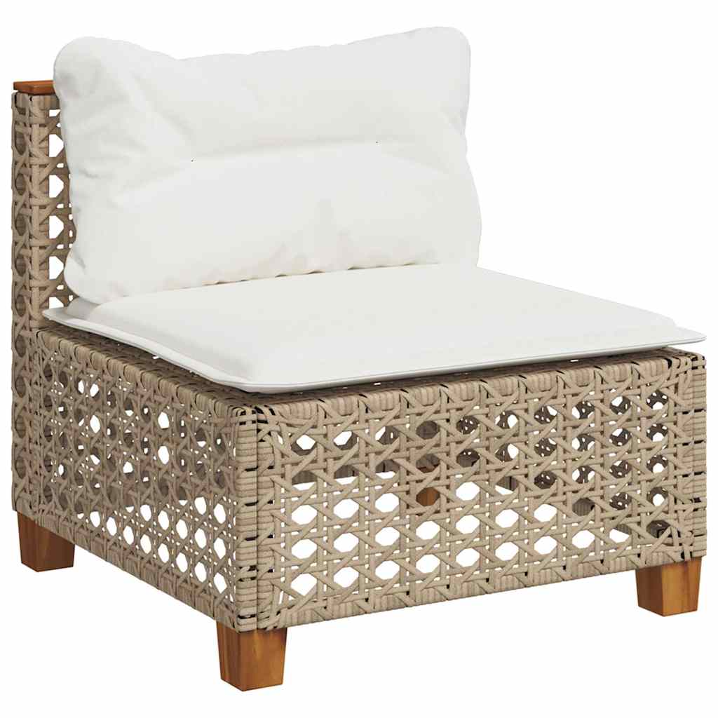 7 Pcs conjunto de sofás p/ jardim com almofadões vime PE bege
