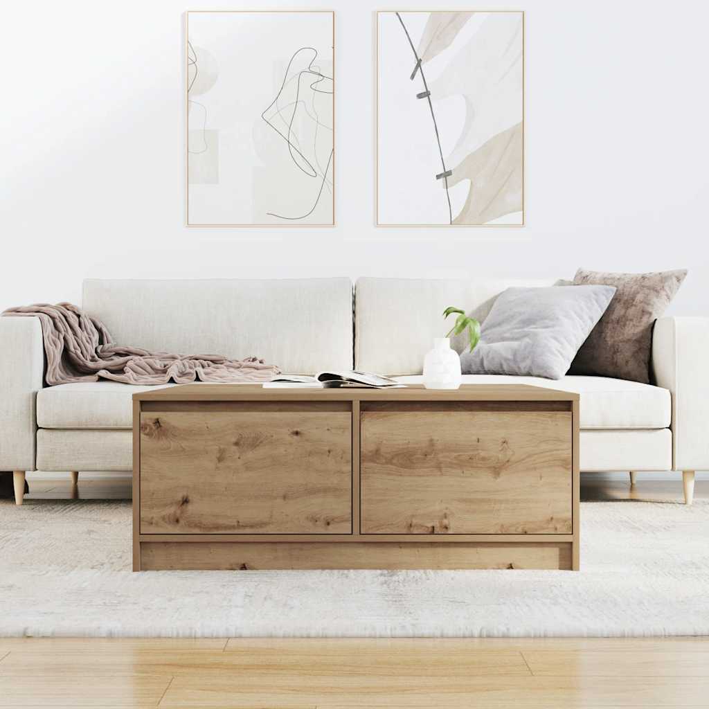 Mesa de centro com gavetas 100x100x40 cm carvalho artesanal