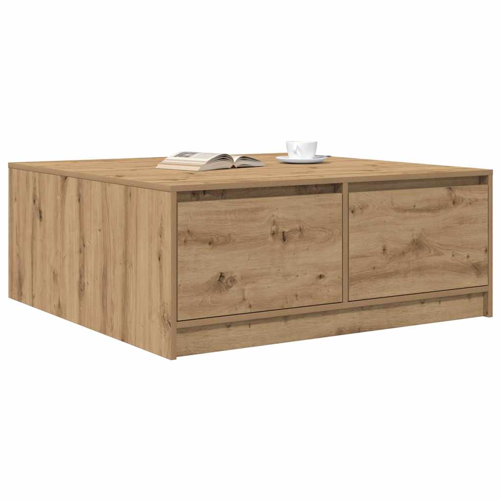 Mesa de centro com gavetas 100x100x40 cm carvalho artesanal