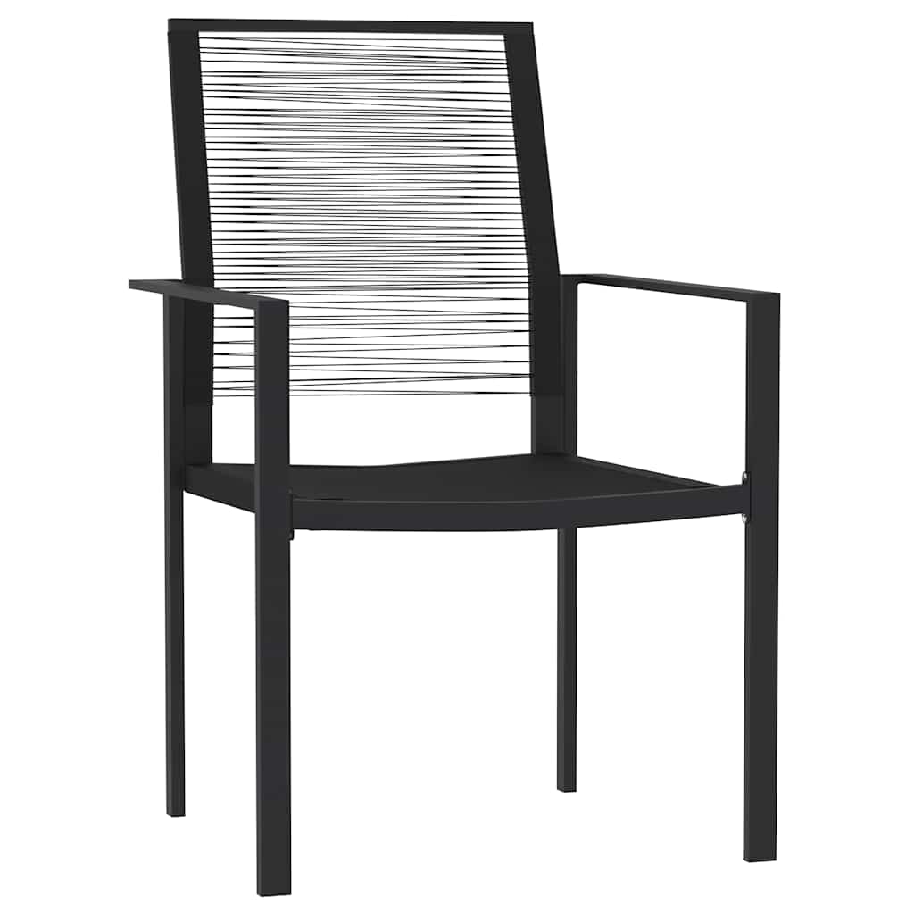 3 Pcs conjunto de jantar para jardim preto