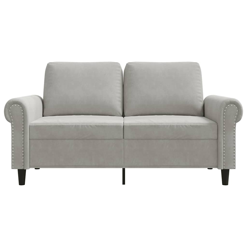 Sofá de 2 lugares 120 cm veludo cinzento-claro