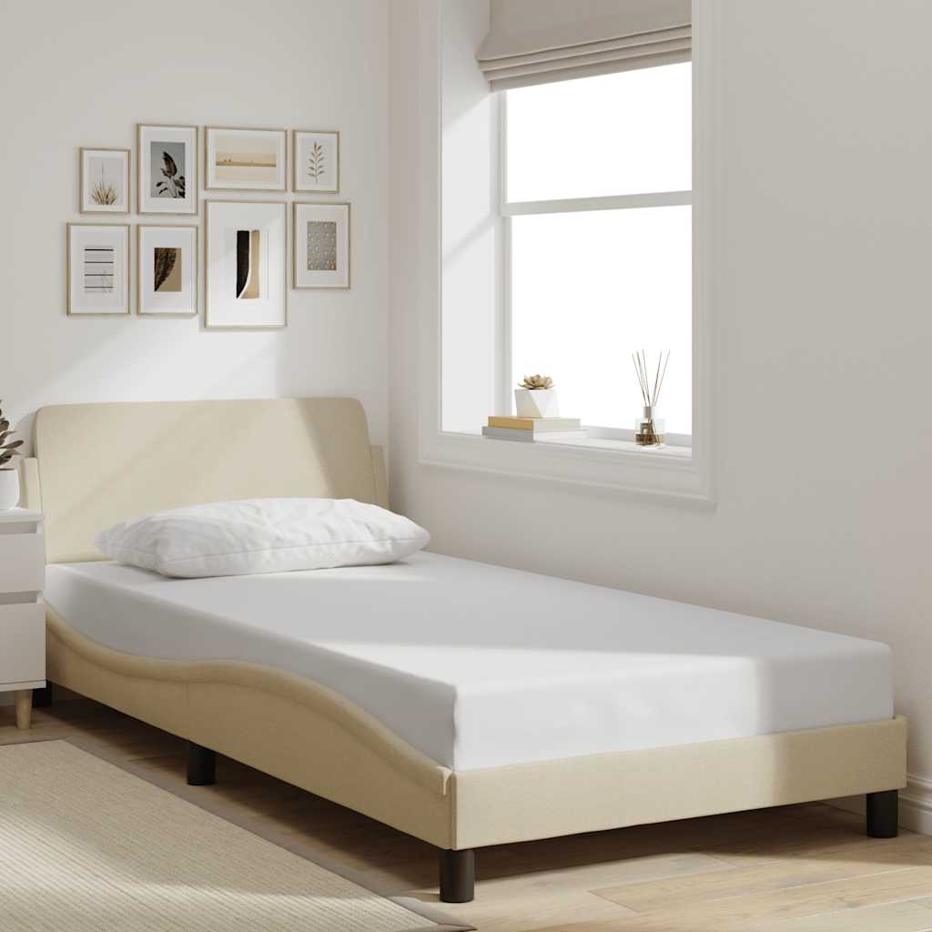 Estrutura de cama dover 100x200 cm tecido cor creme