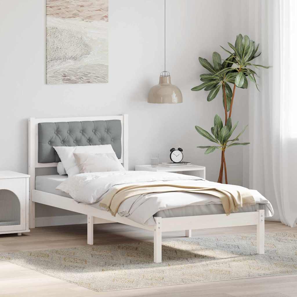 Estrutura da cama com cabeceira cinzento-claro 80 x 200 cm