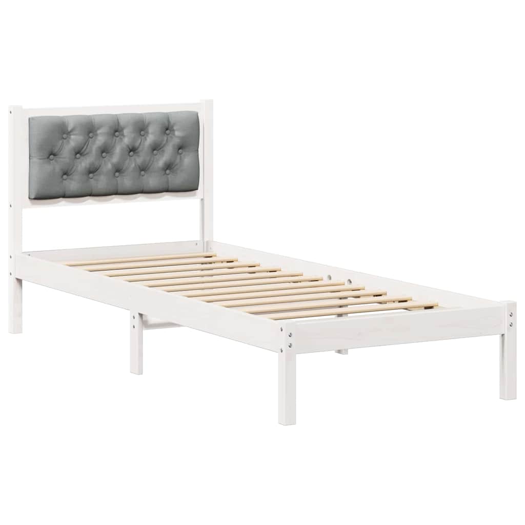 Estrutura da cama com cabeceira cinzento-claro 80 x 200 cm