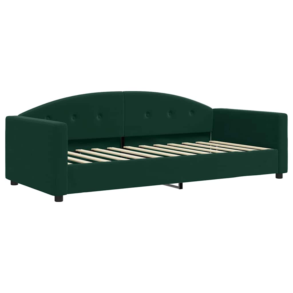 Sofá-cama c/ gavetão e gavetas 90x200 cm veludo verde-escuro