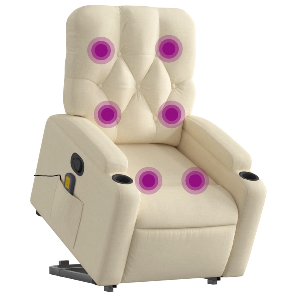 Poltrona elevatória de massagens tecido cor creme