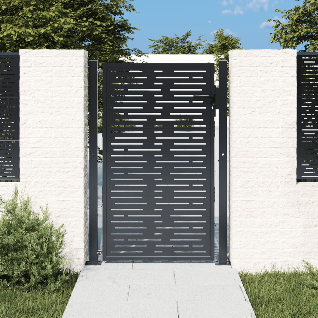 Portão de jardim 100x125 cm aço design quadrados antracite