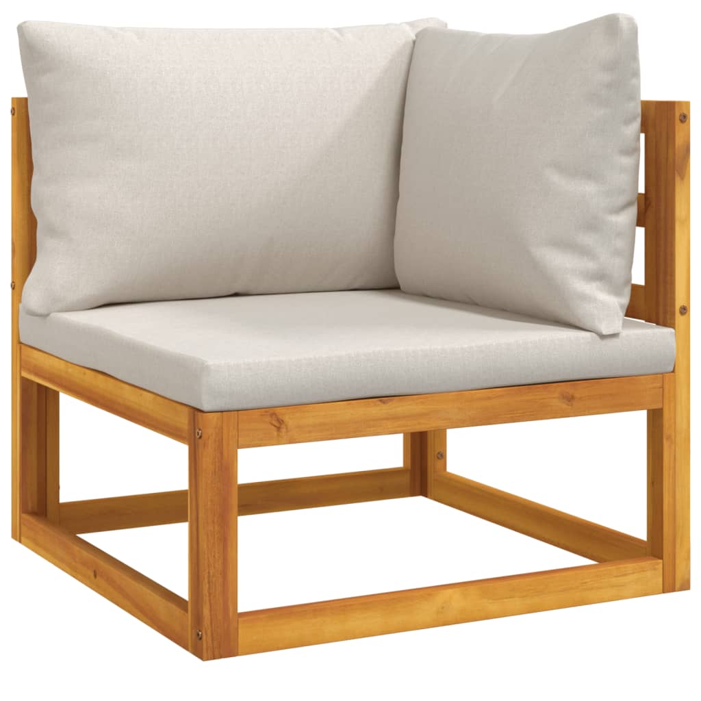 4 Pcs conj. lounge de jardim madeira c/ almofadões cinza-claro