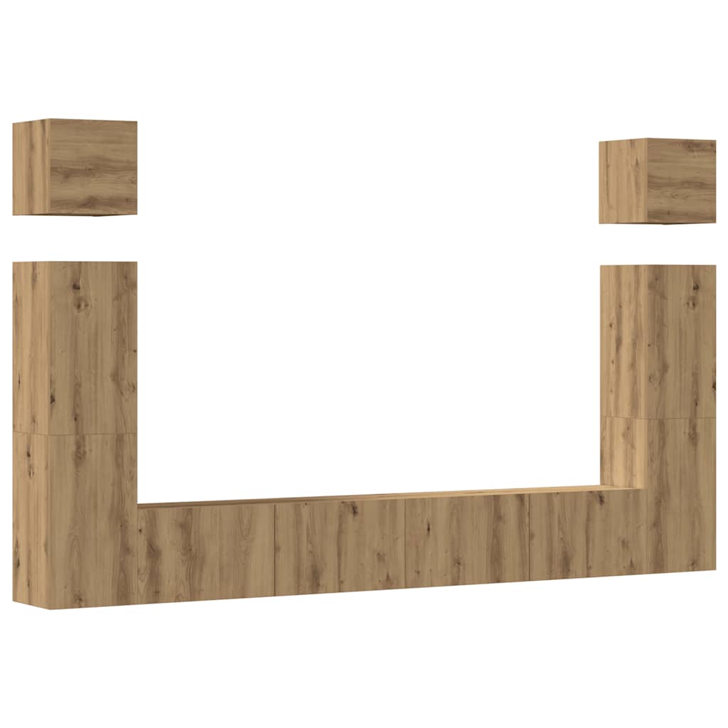 Conjunto de armário TV parede 6 pcs madeira carvalho artisiano