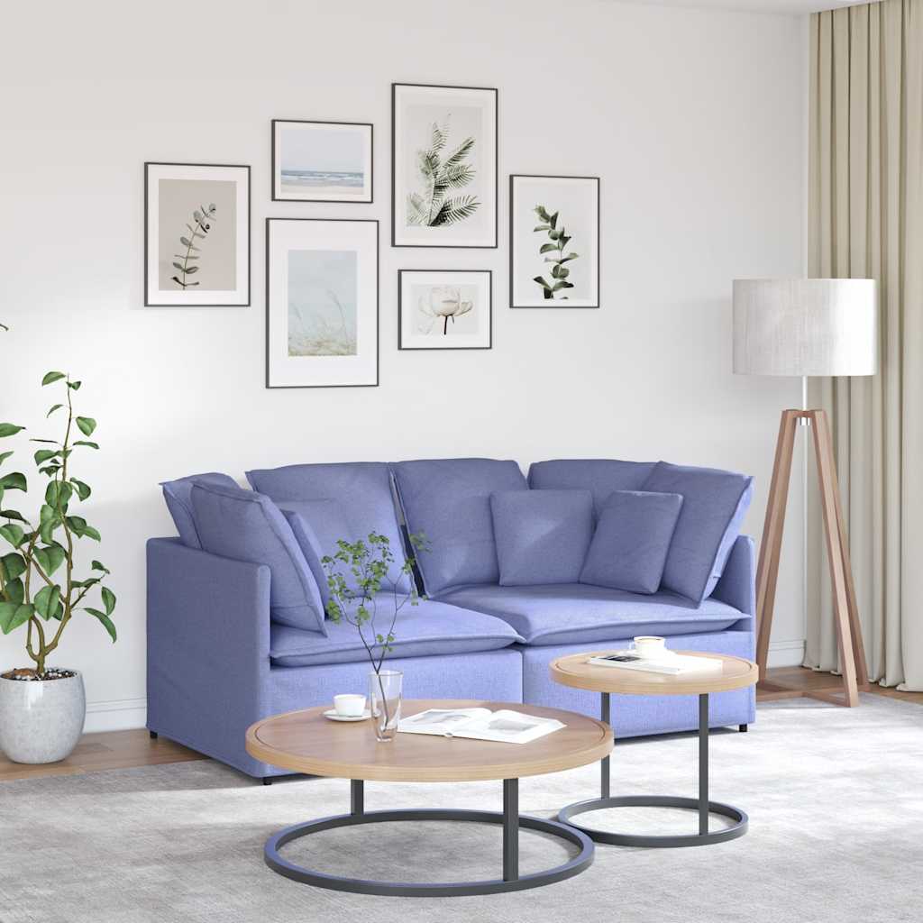 Sofá modular com almofadas tecido azul ganga