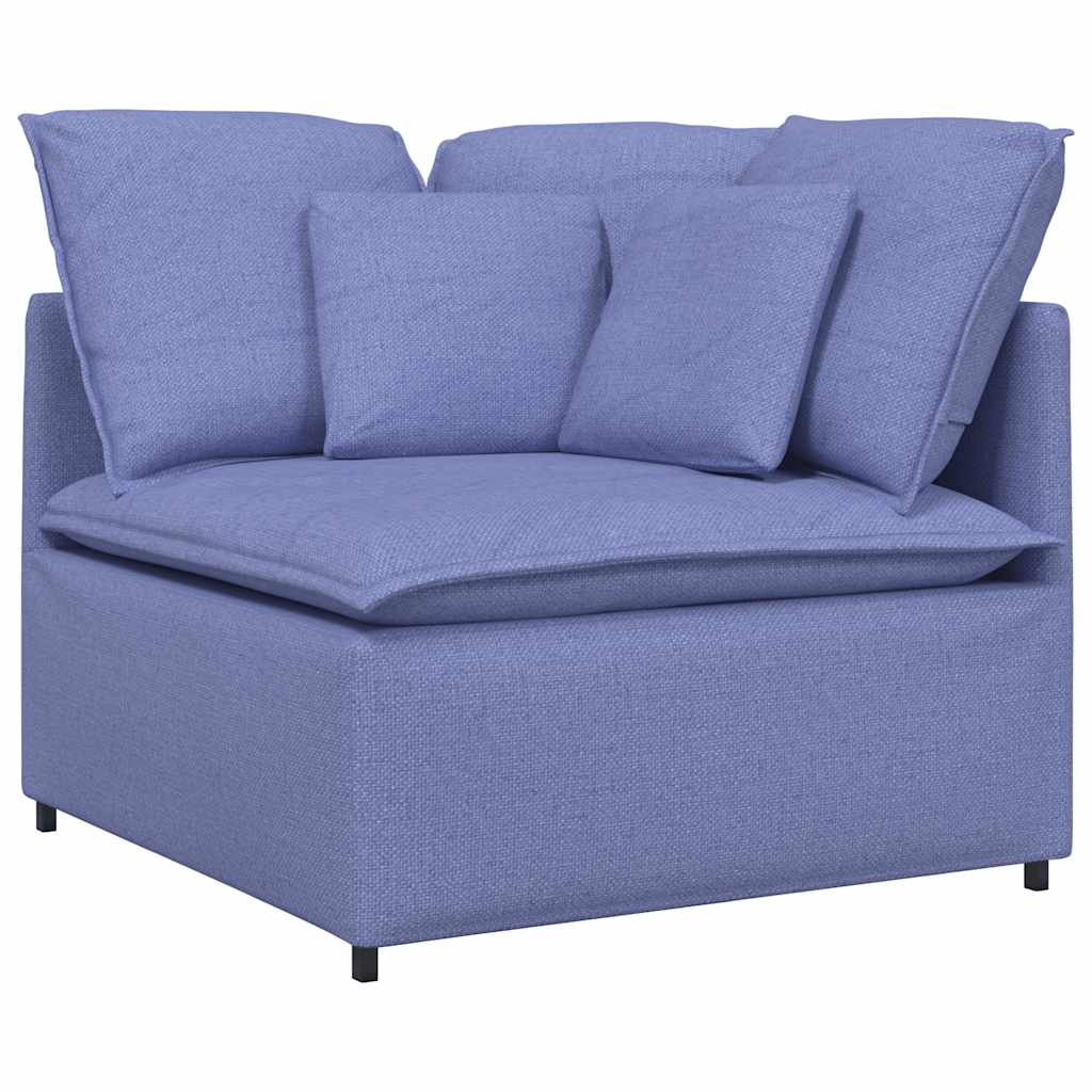 Sofá modular com almofadas tecido azul ganga