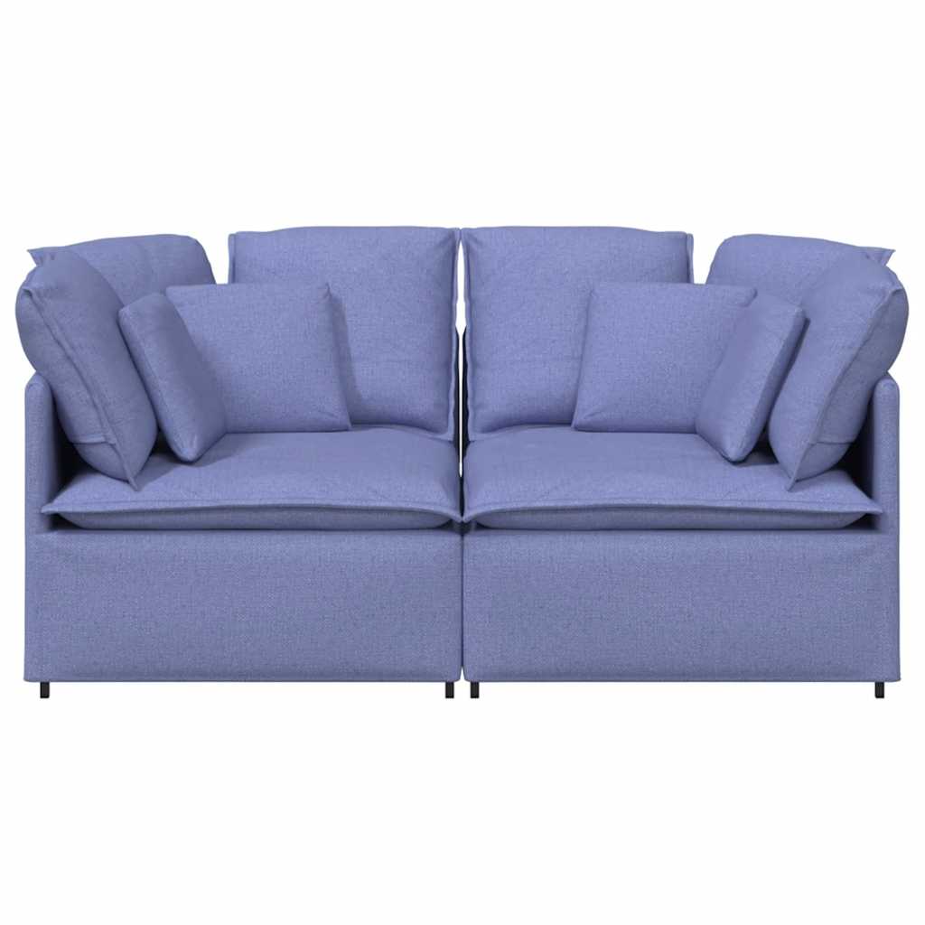 Sofá modular com almofadas tecido azul ganga
