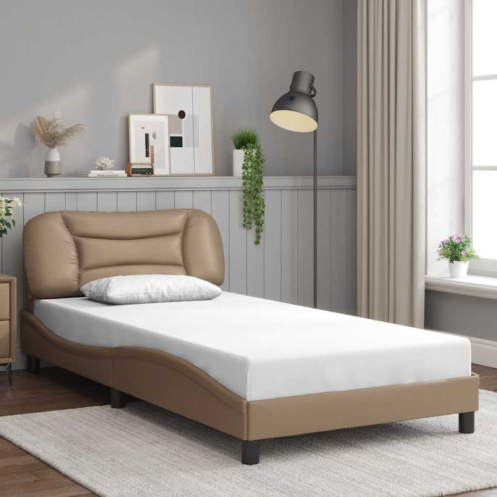 Estrutura de cama sem colchão hvar 100x200 cm couro artificial cappuccino