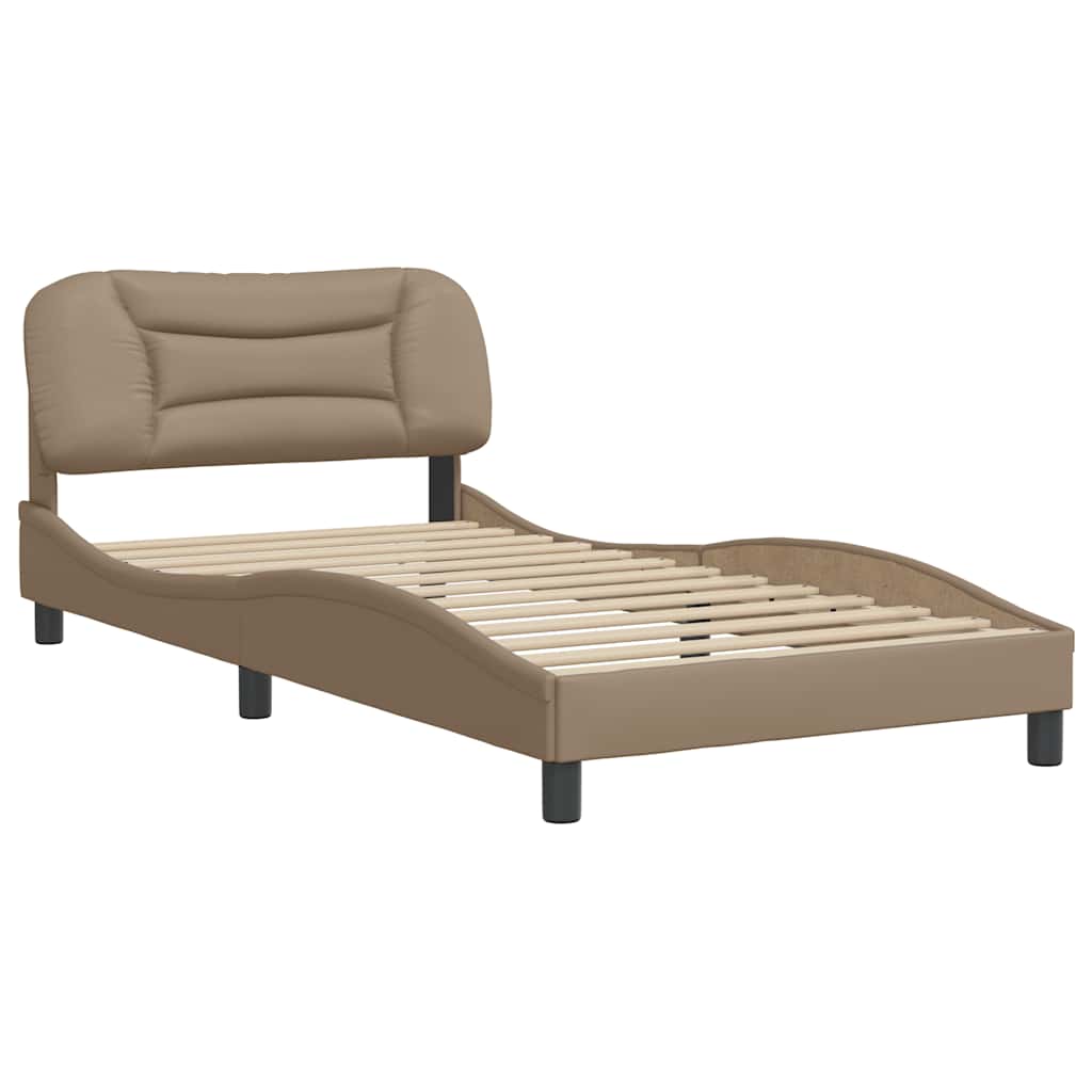 Estrutura de cama sem colchão hvar 100x200 cm couro artificial cappuccino