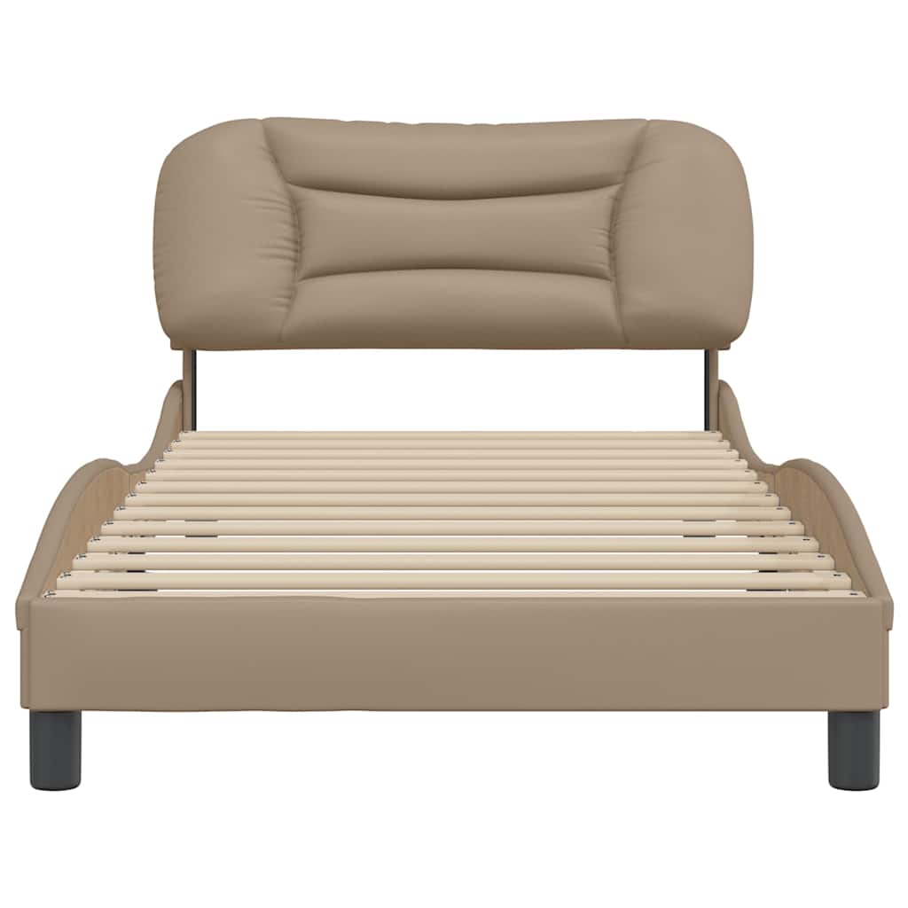 Estrutura de cama sem colchão hvar 100x200 cm couro artificial cappuccino